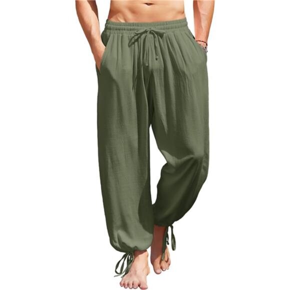 Sarouel Homme COOFANDY Men's Linen Harem Capri Pants The Yoga